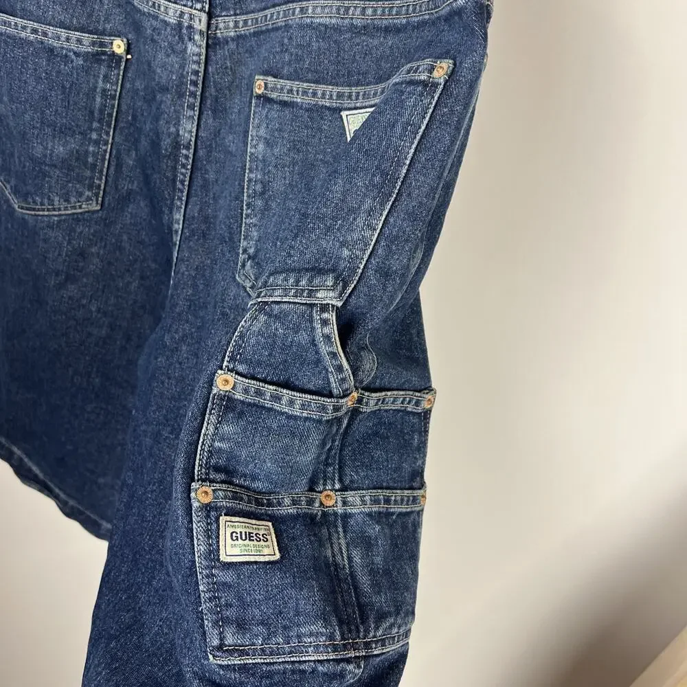 Guess Jeans men's Size 38 Short Blue‎ Baggy Denim Jorts Carpenter